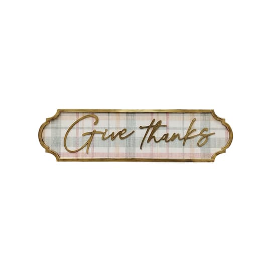 Give Thanks Plaid Wall Sign by Ashland®